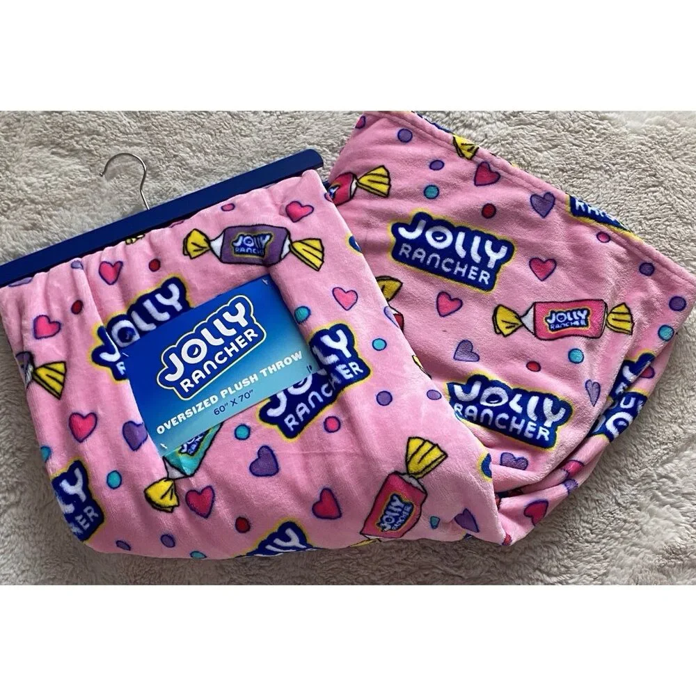 Jolly Rancher Hard Candy Oversized Soft Plush Throw Blanket‎ 60” X 70” Pink NEW